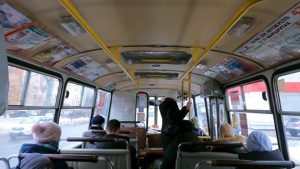 Соломбала. 4K Едем в автобусе ПАЗ 32054. We go in the PAZ 32054 bus. 我们坐PAZ 32054公交车