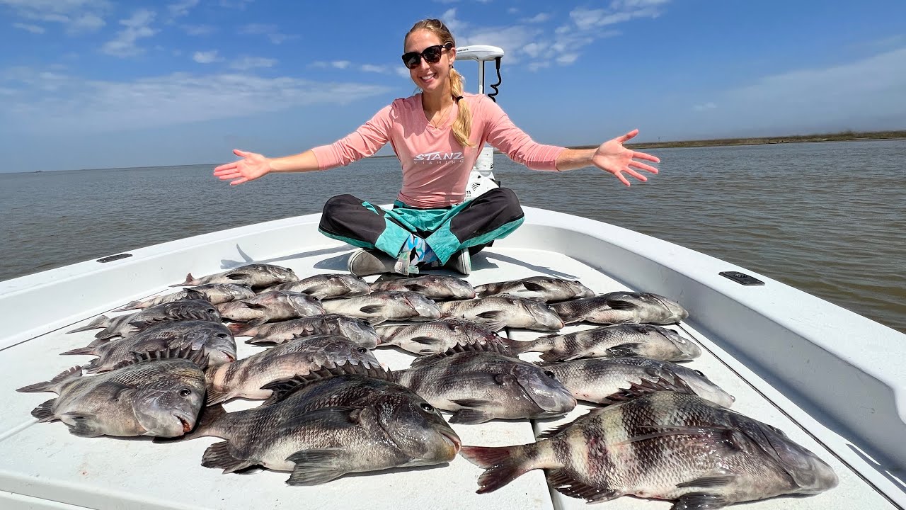 Non-Stop ACTION Fishing Sheepshead (Mouth of Mississippi River!)
