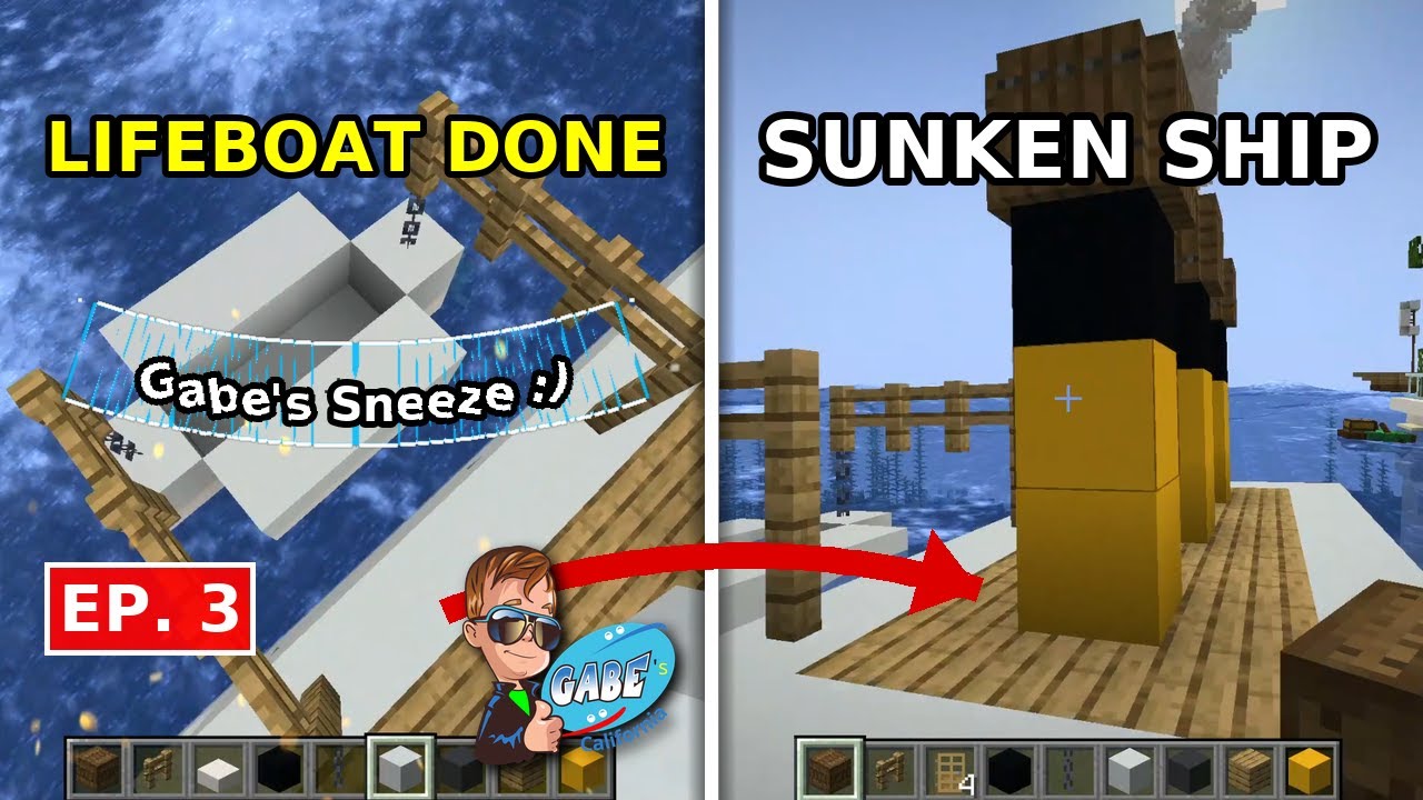 My Ocean Liners Inspiration is now a Minecraft Sunken Ship | Minecraft Ship Build | Gabes Sneeze