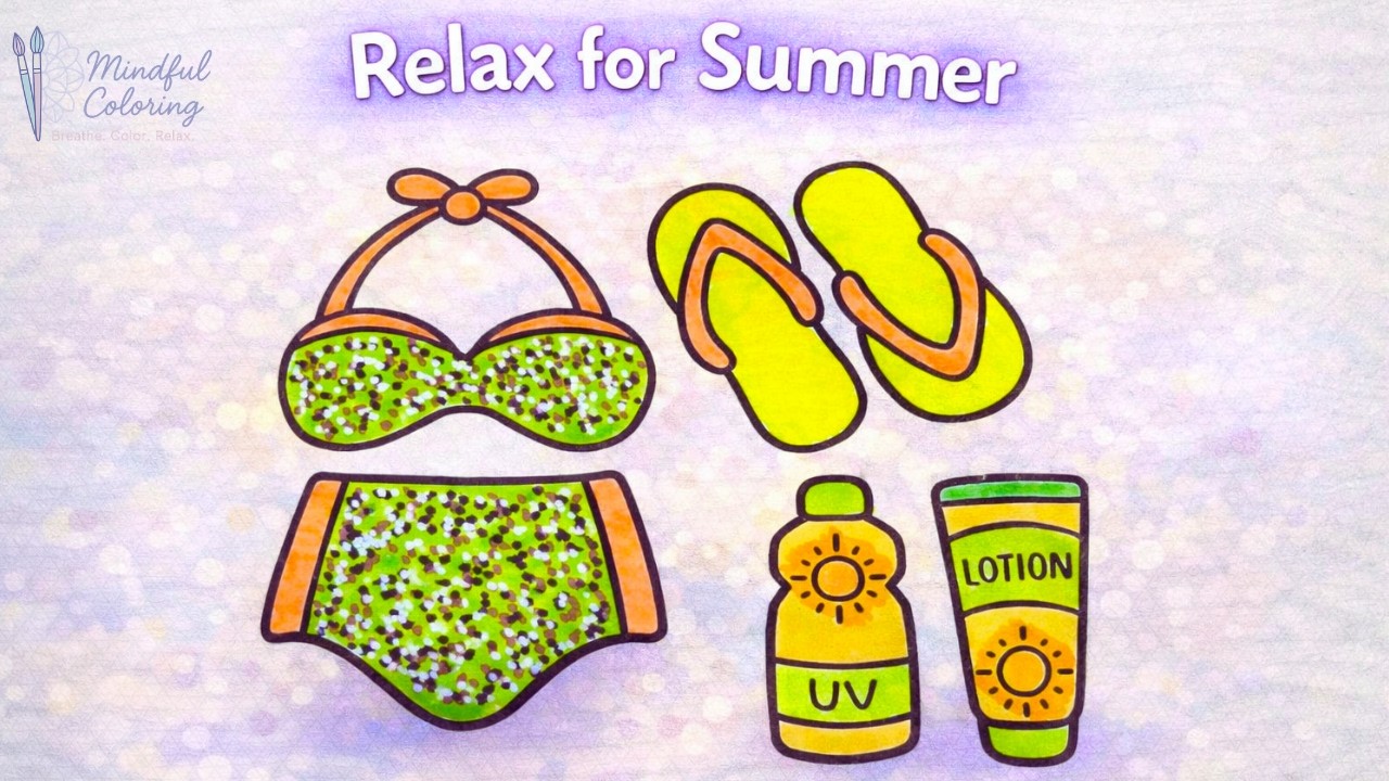 Neon Green Summer Coloring 🌞💚 Beach Vibes #coloring #relaxing #satisfying 