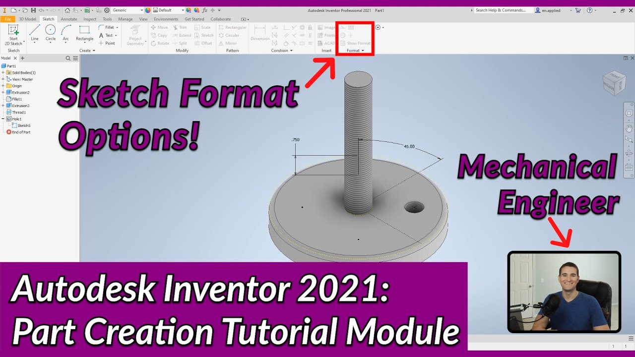 Параметры формата 2D-эскиза — Учебное пособие по деталям Autodesk Inventor | Подробное описание A...