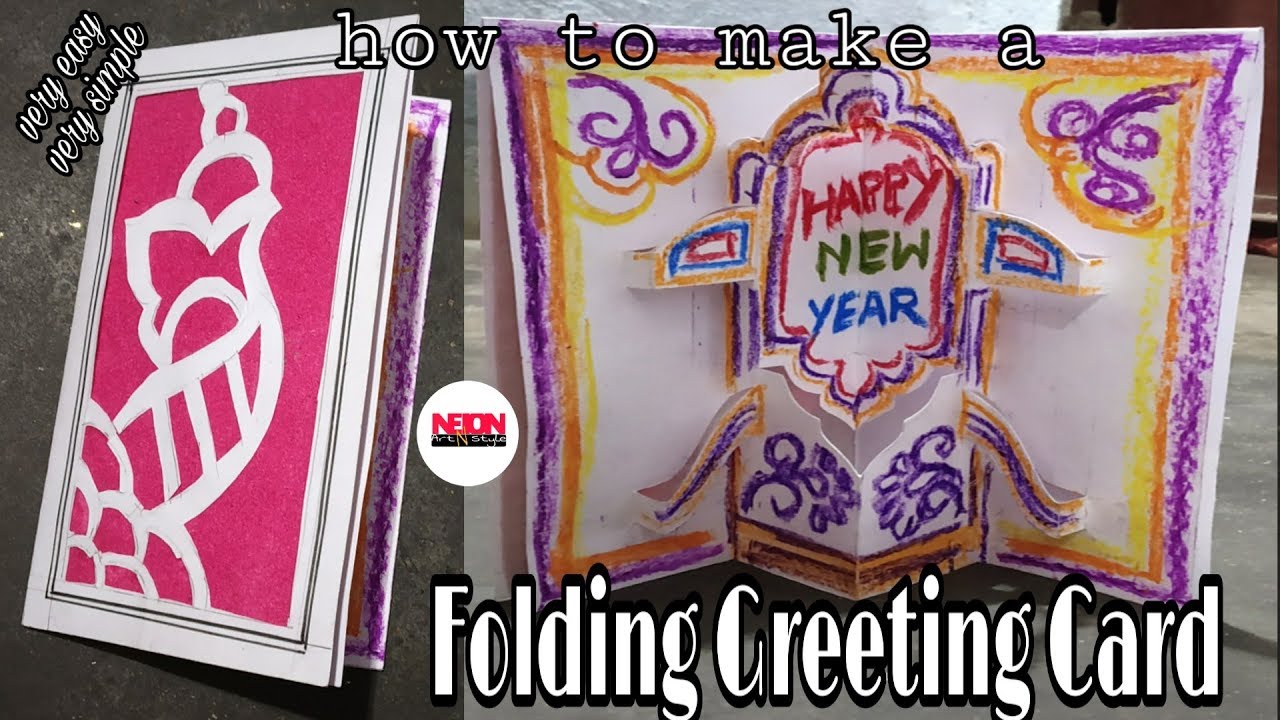 How to make a folding greeting card// pop-up New year's greeting card