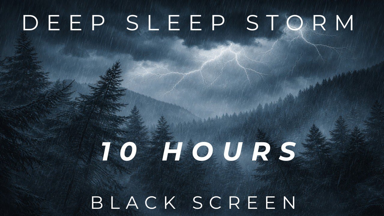 Heavy Rain & Wind Sounds for Deep Sleep | 10 Hours | Black Screen