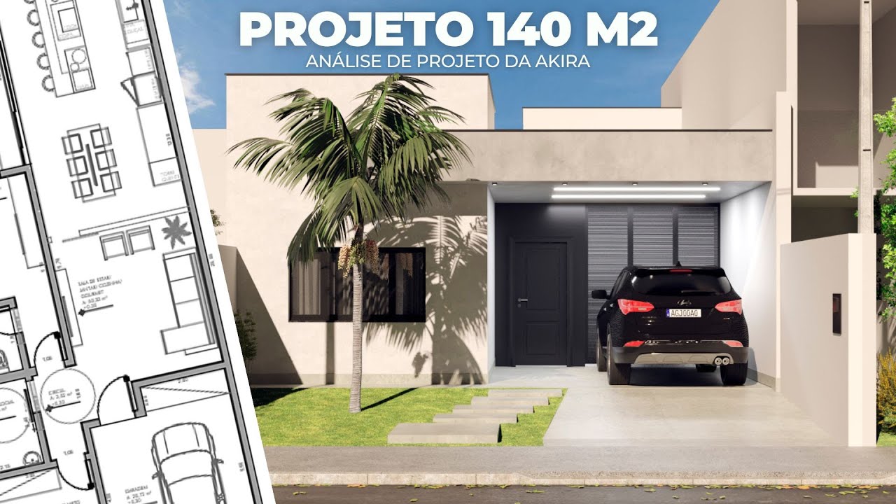 Projeto Casa 140 m2 Terreno 8x25 com uma MAGNÍFICA ÁREA GOURMET | Análise de Projetos da Akira 002