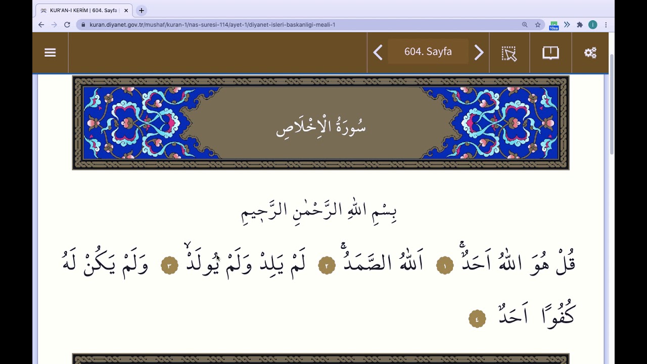 112- İHLAS SURESİ / KELİME MEALİ ÇALIŞMASI