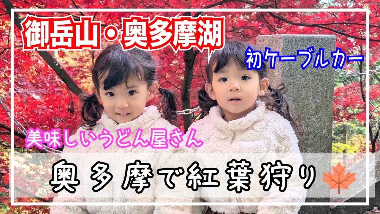 【子連れ】２歳の双子と奥多摩で紅葉狩り🍁(御岳山・奥多摩湖)/See the autumn leaves in Okutama　#japan