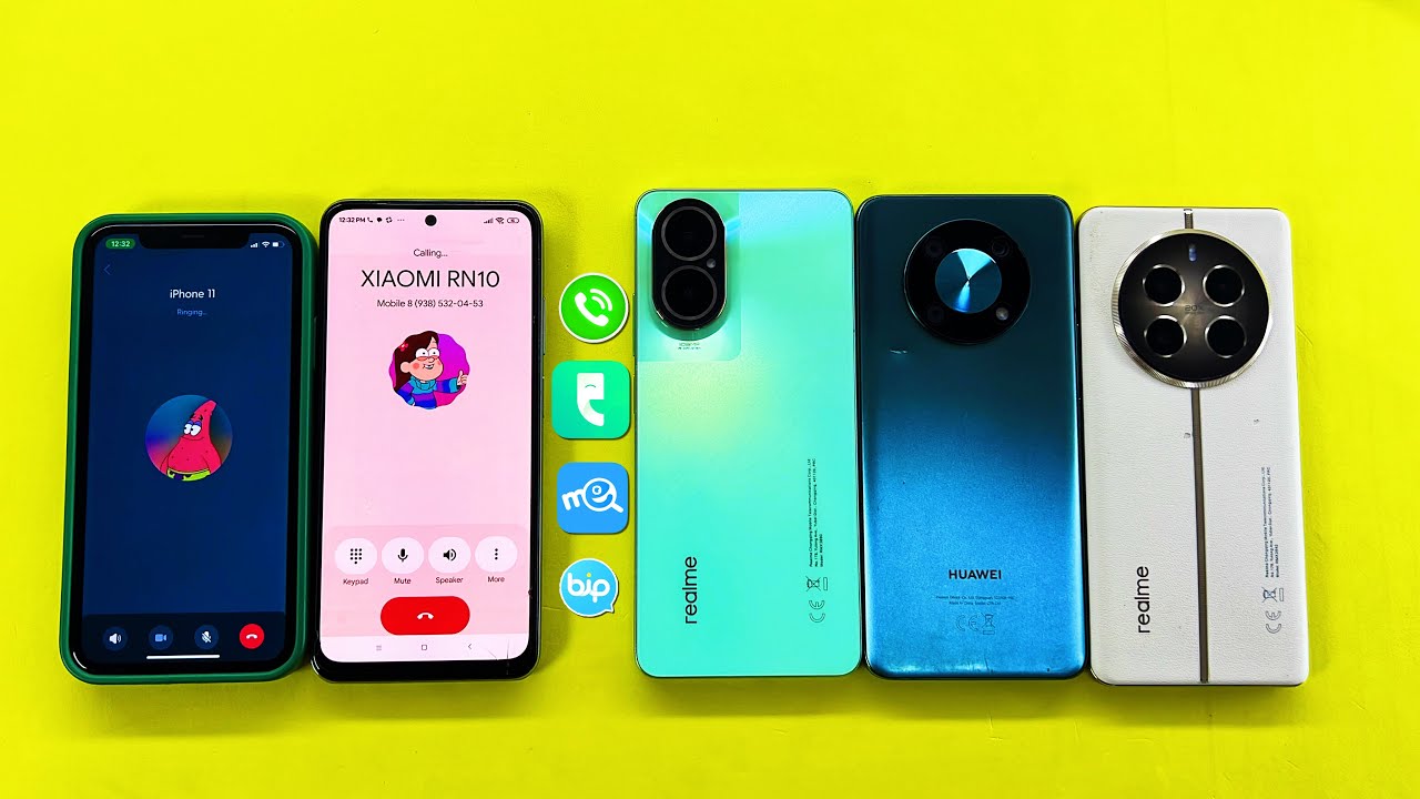 Outgoing Call iPhone & Xiaomi Redmi & Incoming Call Huawei Y90, Realme 12 Pro & C67 / BIP, Comera 