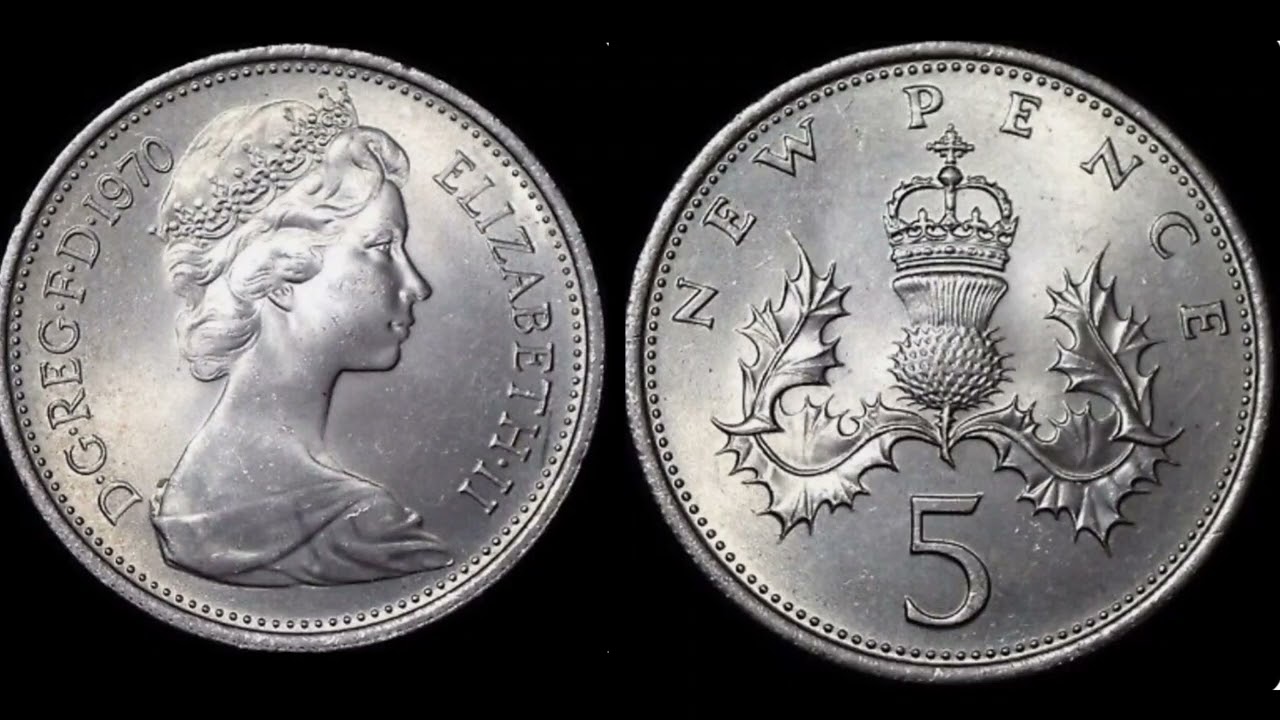 UK 1970 5 New Pence Coin VALUE + REVIEW Queen Elizabeth II 1970 5p Coin
