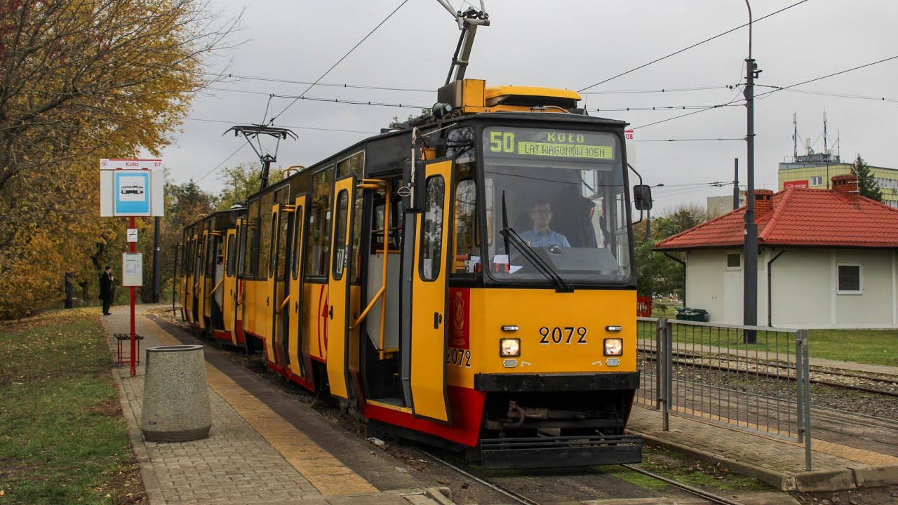 Przejazd (Tram Front View) [前面展望]: Konstal 105N2k #2072 + #2073 Tramwaje Warszawskie - Linia 50