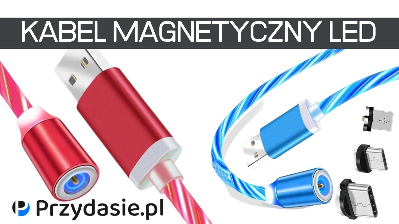 Kabel magnetyczny 3w1 usb micro iphone typ-c led #2730 | PrzydaSiePL