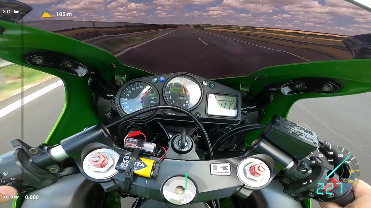 Kawasaki ZX12R 2000 Top speed GPS