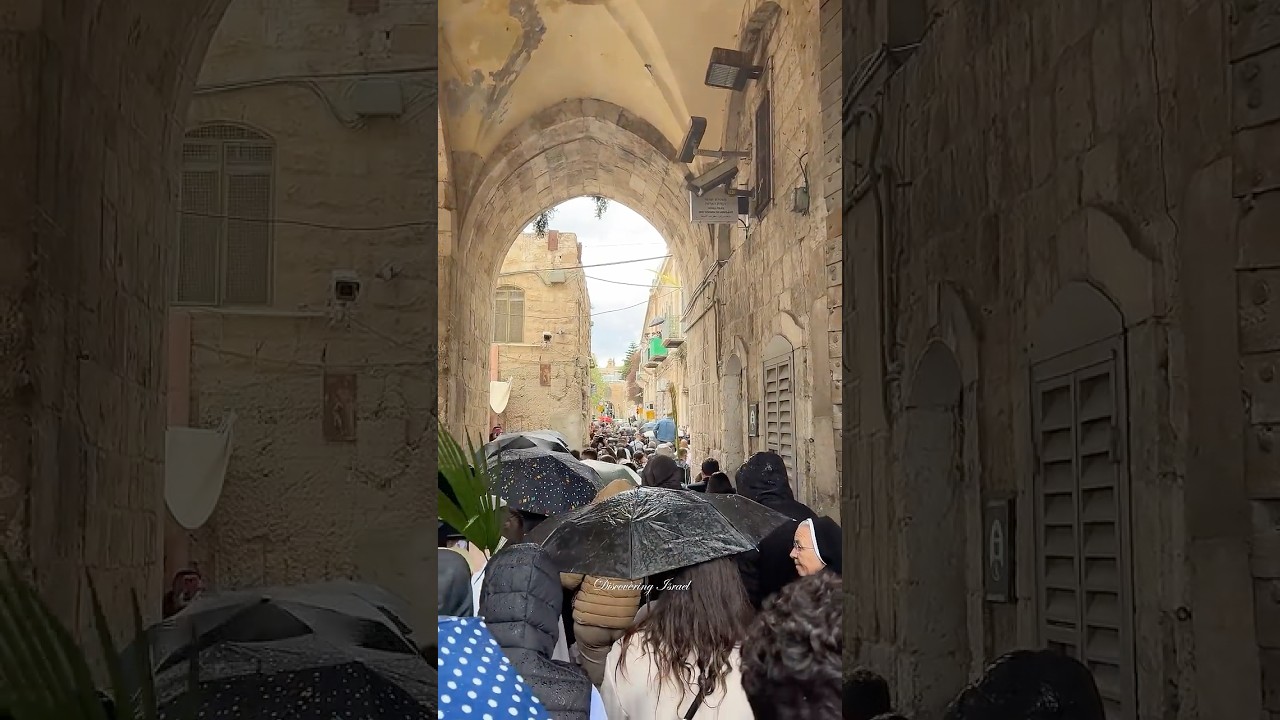 The Palm Sunday procession enters the Old City of Jerusalem,Israel 2025