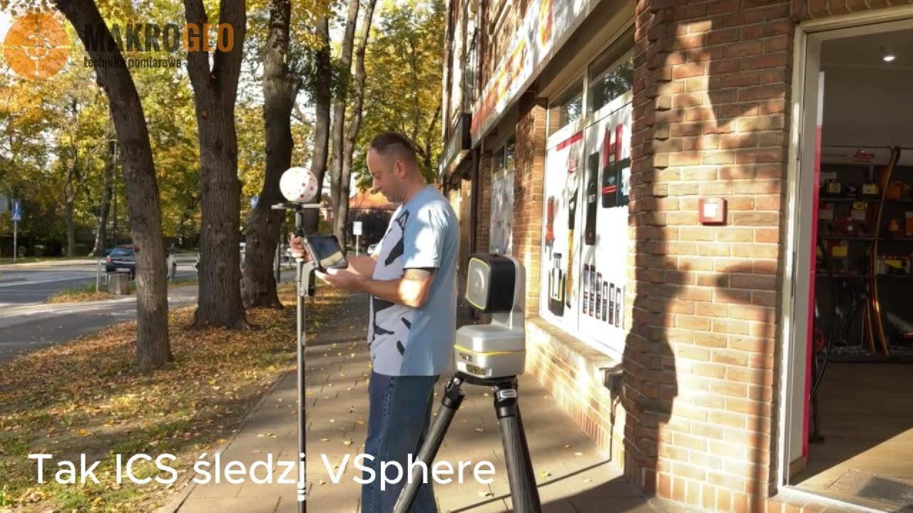 Tyczenie 3 punkt&oacute;w w przestrzeni:  Leica iCS20 (robotic) oraz vSphere.
