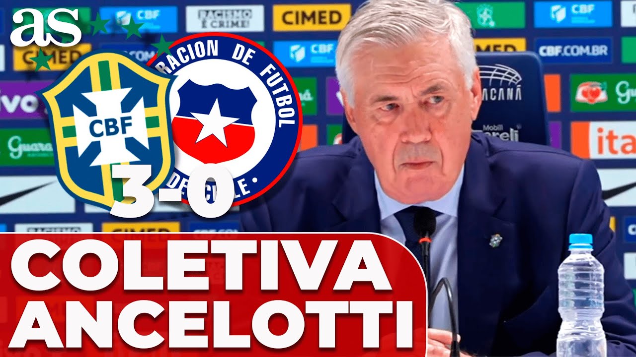 CARLO ANCELOTTI, COLETIVA DE IMPRENSA COMPLETA HOJE | BRASIL 3 - CHILE 0