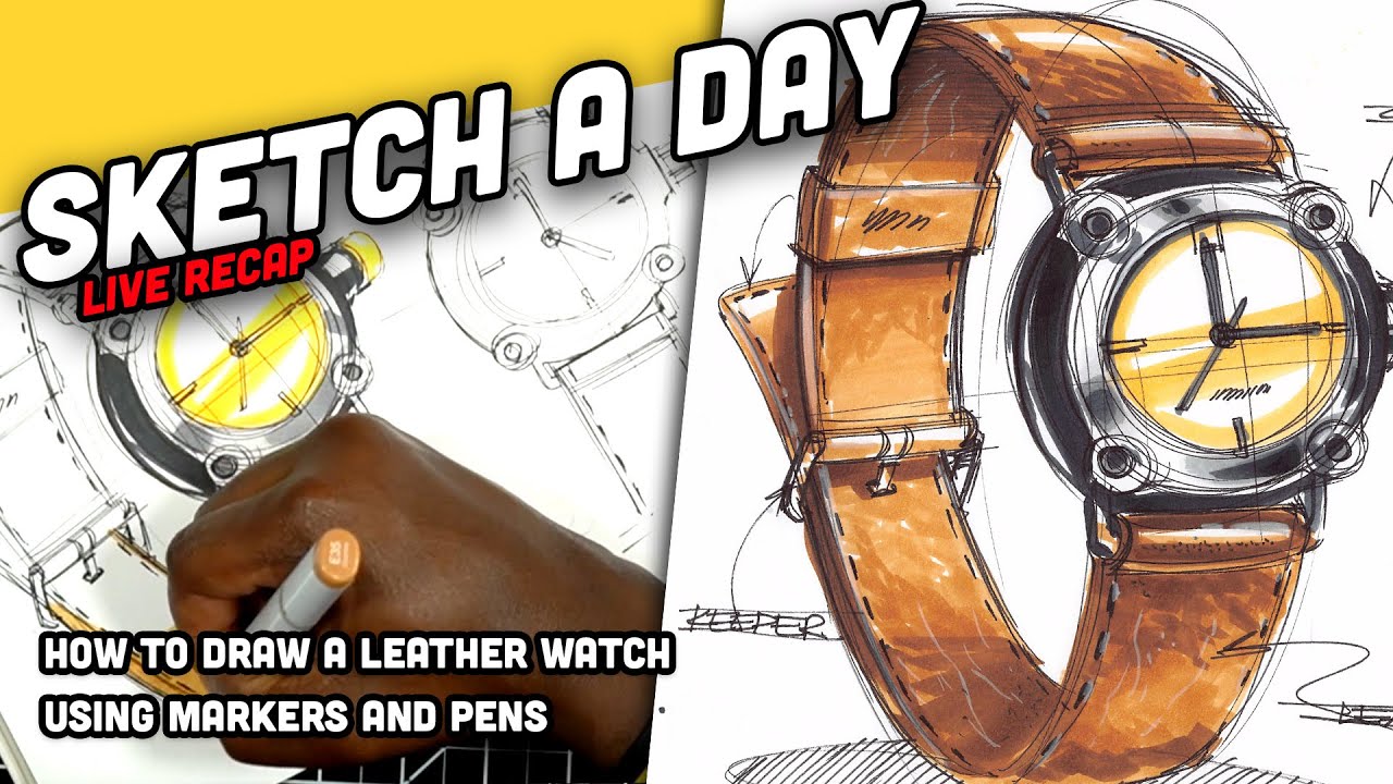 Industrial design sketching: How to draw a watch with a leather band