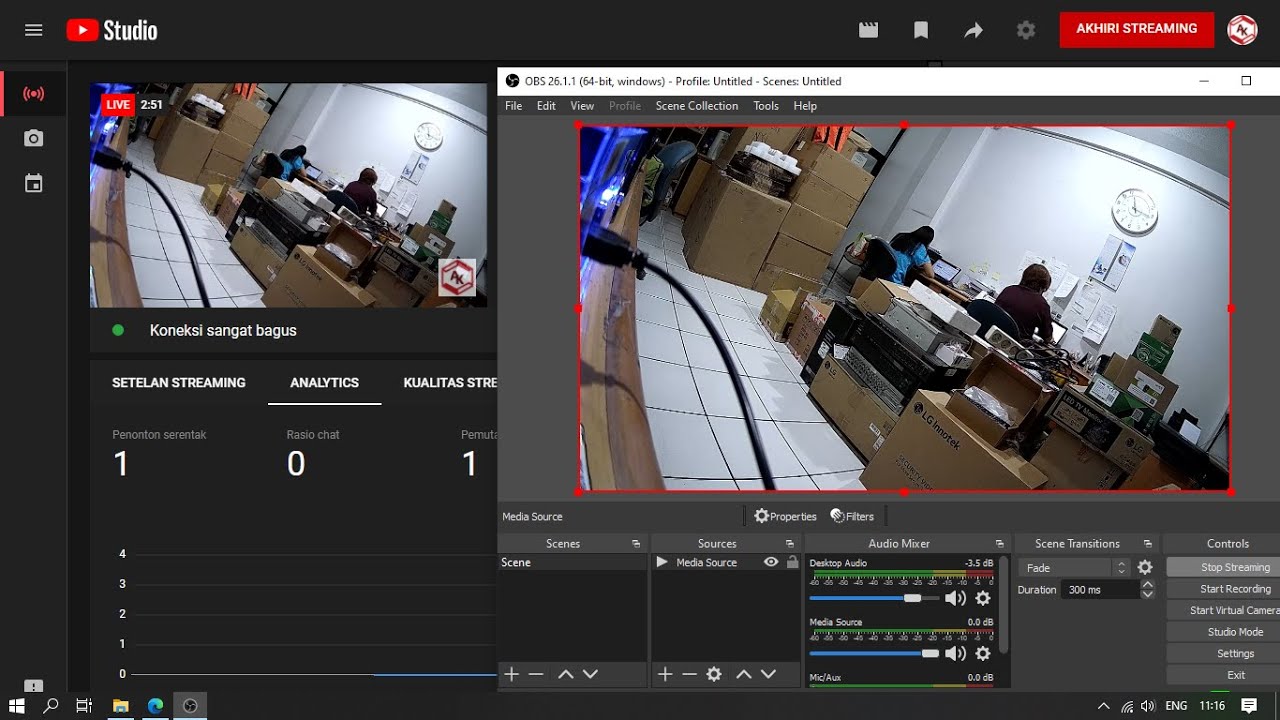 IP Camera Untuk Live Streaming Youtube Dengan OBS Studio.