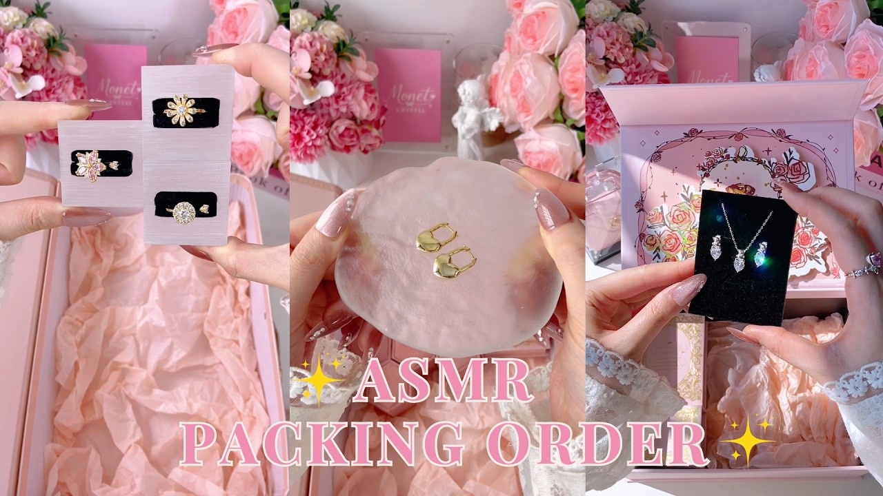 ASMR Packing Orders 🎀 Pack 3 Orders With Me | Relaxing 💕 #asmr #asmrsounds #packingorders