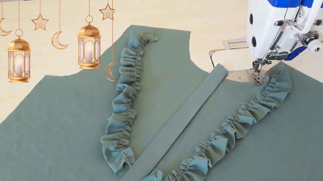 خياطة موديل يهبل وانيق🌟 للفساتين مع شرح جد سهل👌/Easy frill neck design
