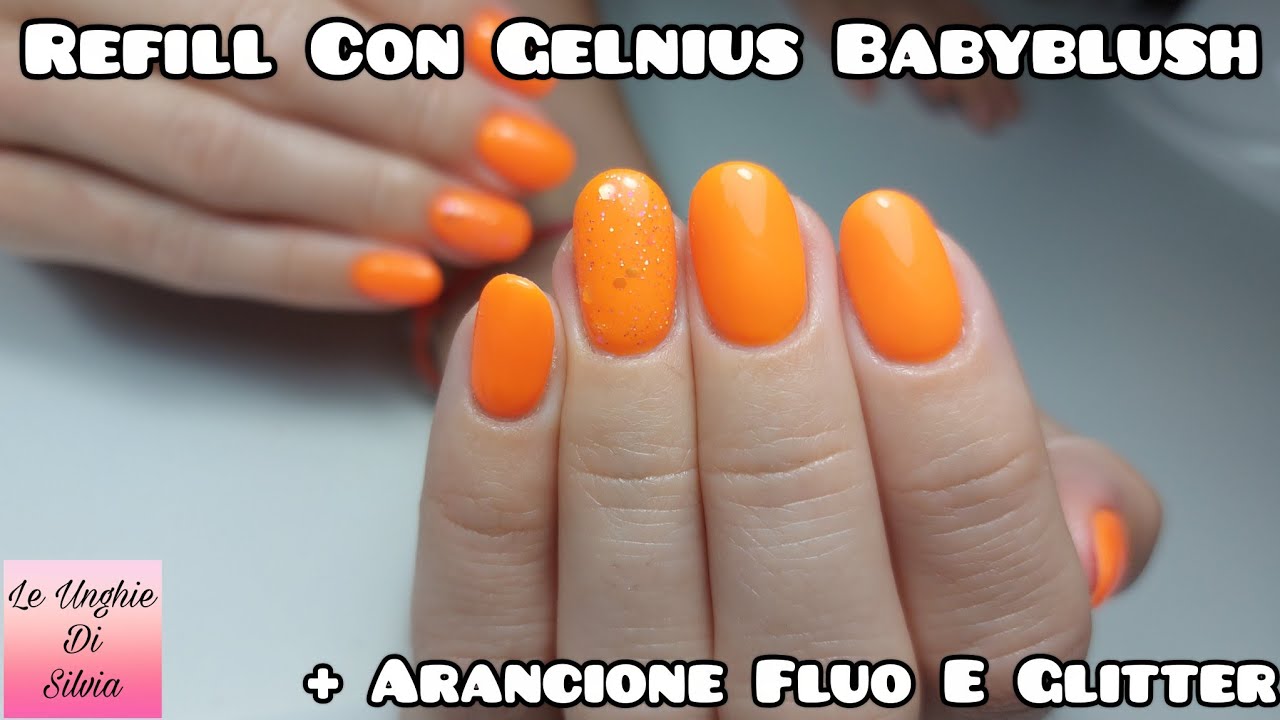 Refill Con Gelnius Babyblush Passione Unghie + Arancione Fluo E Glitter