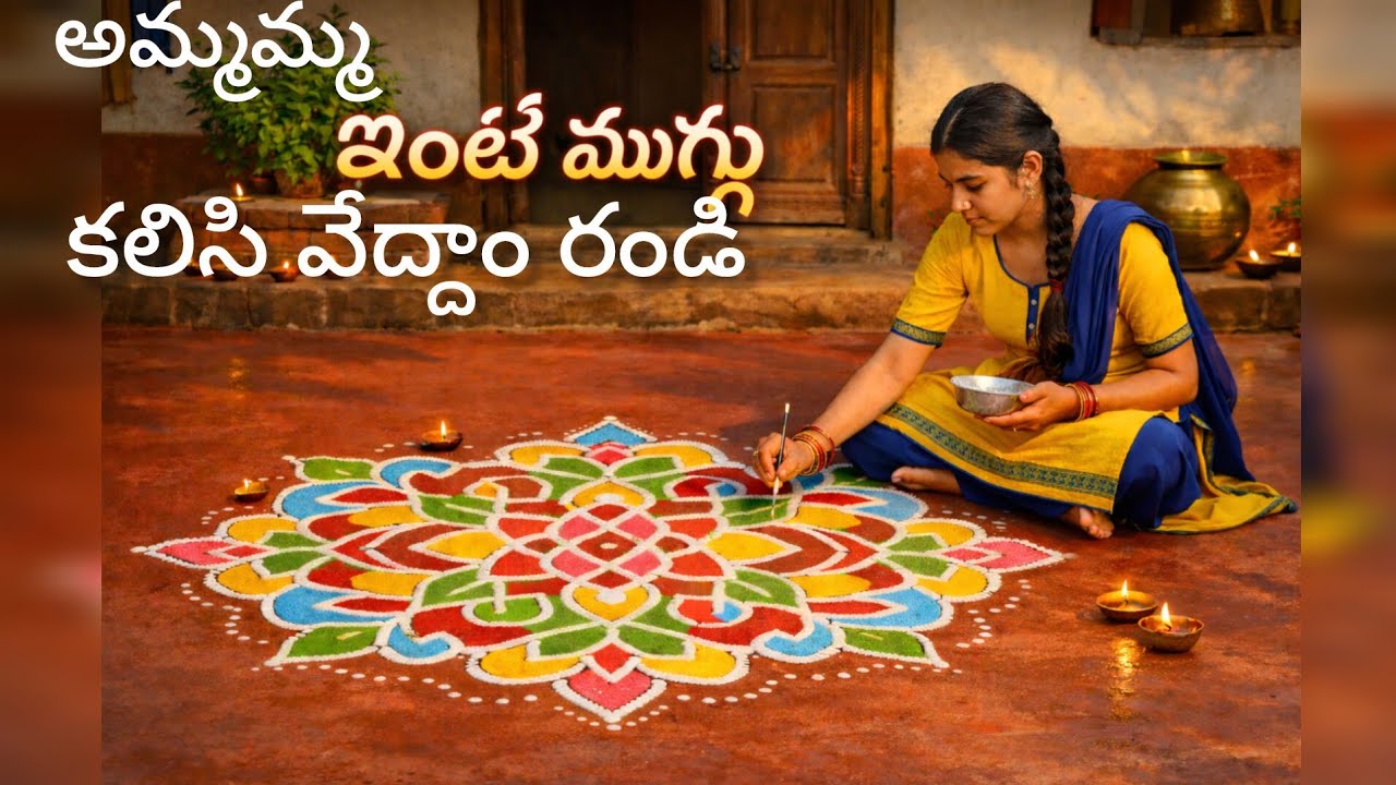 ఇంటి ముగ్గు | Beautiful Chukkala Muggu Painting for Home | Traditional Kolam Design
