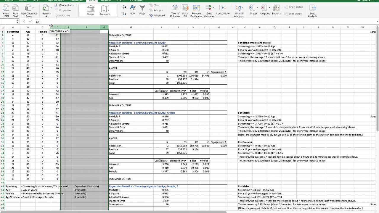 Dummy Variables Using Excel