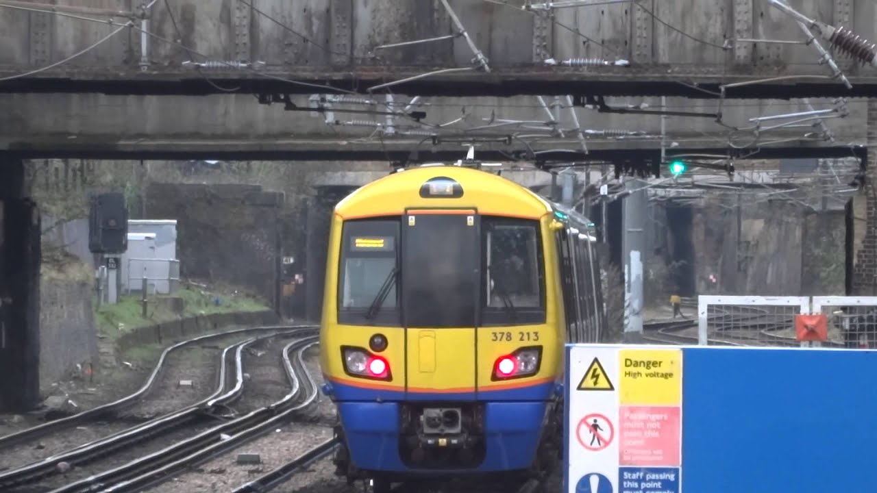 London Overground train departing Dalston Kingsland