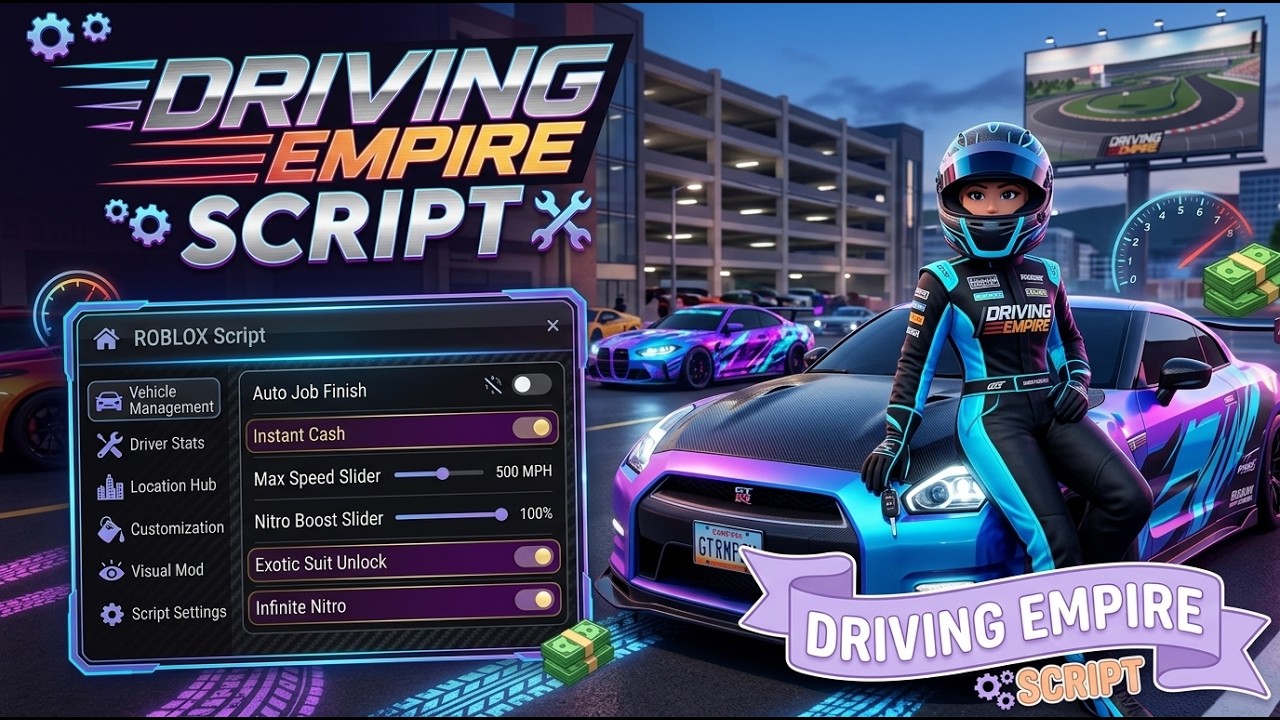 BEST Driving Empire Script 2026 / CashFarm + DeliveryBot + ArrestBot / Premium Loader PC
