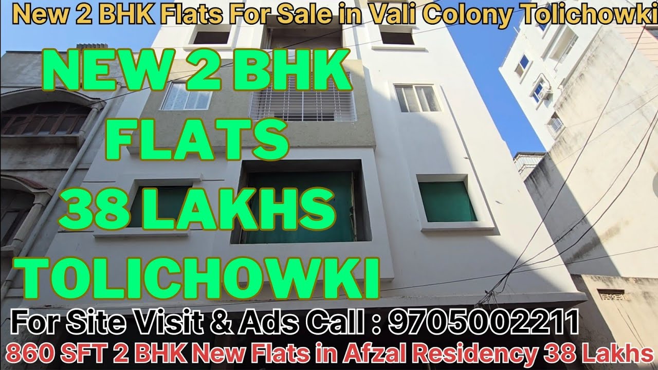 Latest New 2 BHK Flats For Sale in Vali Colony Tolichowki Hyderabad 860 SFT 3 BHK #newflat 38 Lakhs