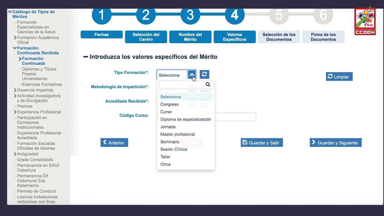 Registro de la formación continuada en la VEC del SAS