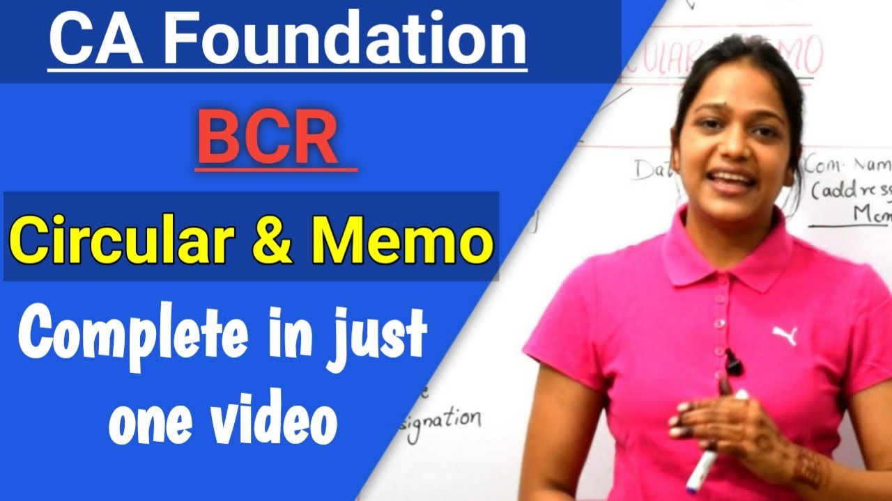Circular & Memo ll BCR CA Foundation ll CA Anushri Agrawal