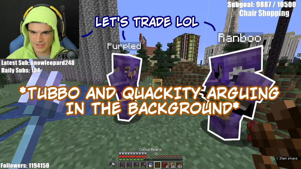Tubbo and Quackity argue about the cookie outpost while Foolish, Ranboo, Purpled trade || Dream SMP