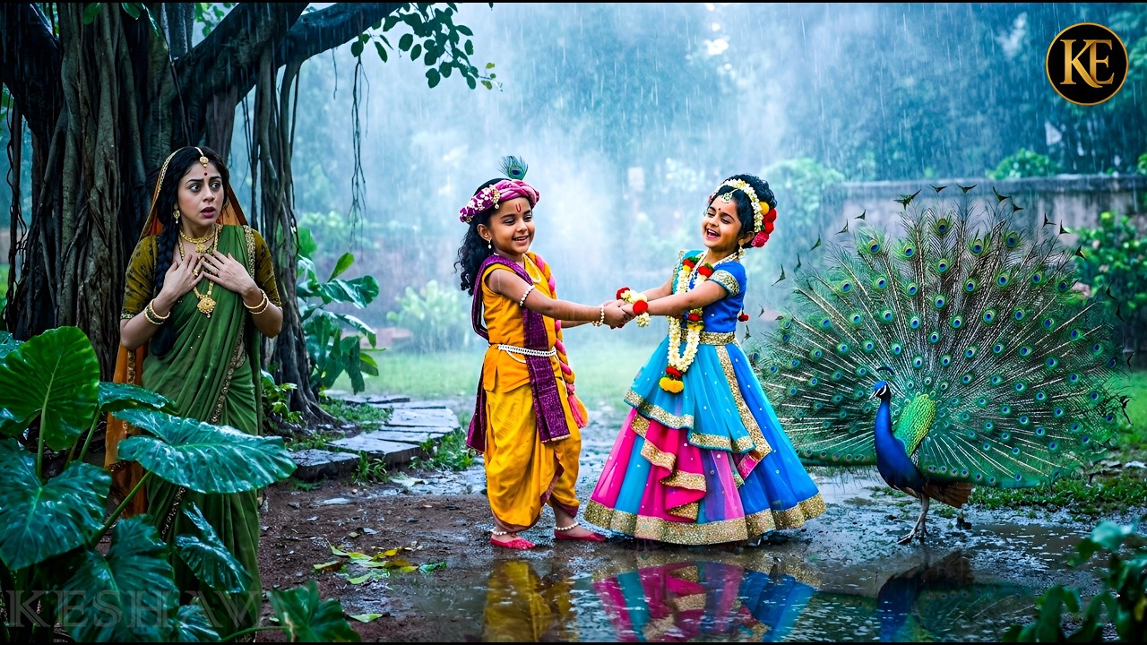 मधुर बाल लीला: बारिश में राधा-कृष्ण || YMKN || Shree Krishan leela | यशोमती मईया के नंदलाला