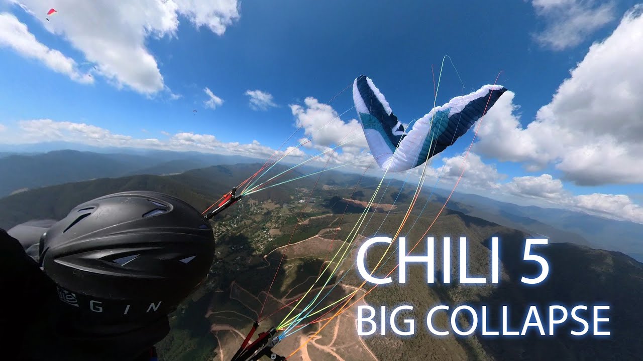 Paragliding incident slow motion | collapse & recovery | Skywalk Chili 5 (EN B) | Bright, Australia