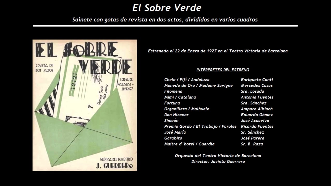 El Sobre Verde - Chotis de Chelo ‘Soy la Garçon’ (1927) - Blanquita Suárez