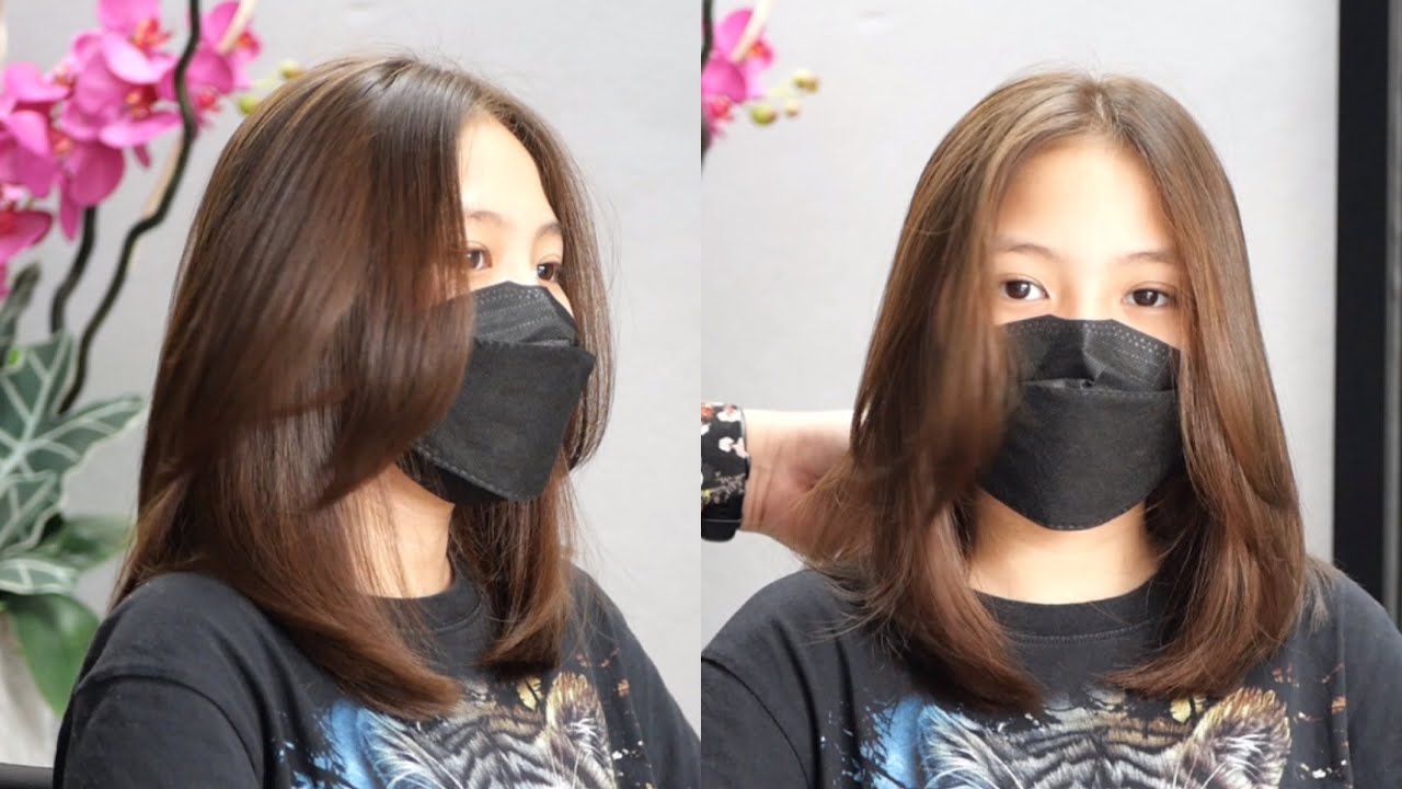 Beautiful long haircut front twist U shape ตัดผมทรงเสย ดูผมหนา มีน้ำหนัก