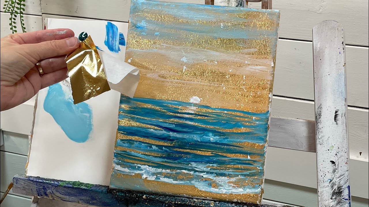 HOW TO  GOLD LEAF  ✨ step by step  ACRYLIC PAINTING for Beginners