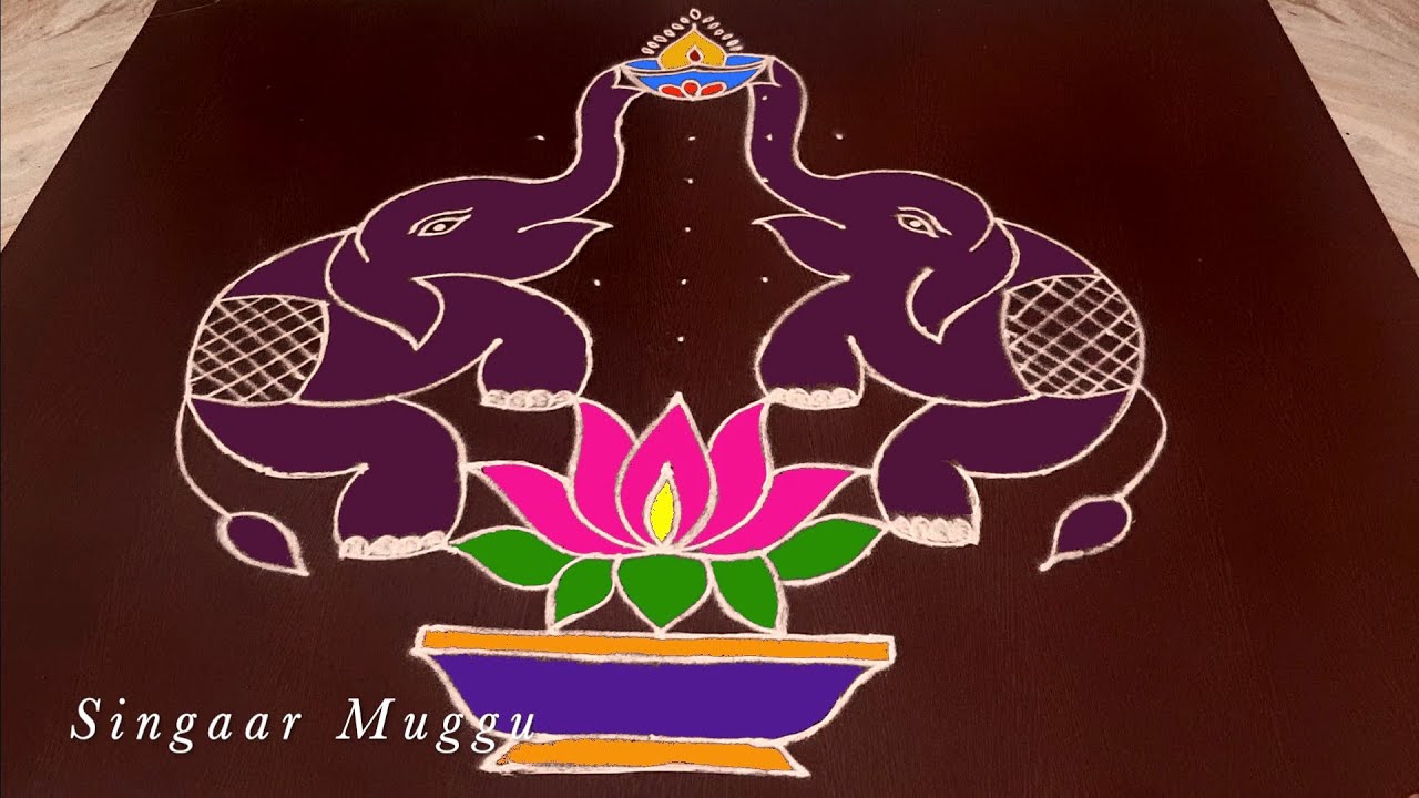 Diya rangoli with 11 dots | Deepam rangoli | Pandaga muggulu | Karthigai Deepam special kolam