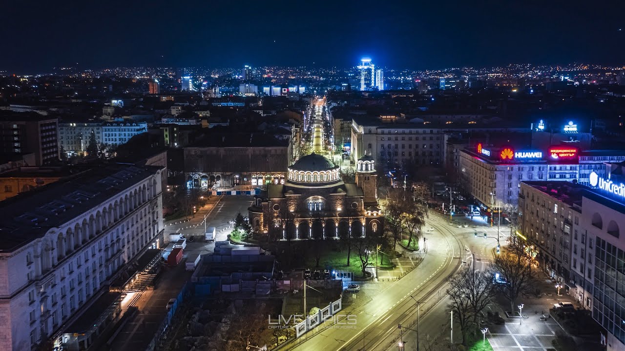 Drone Hyperlapses | Timelapse of Sofia by night