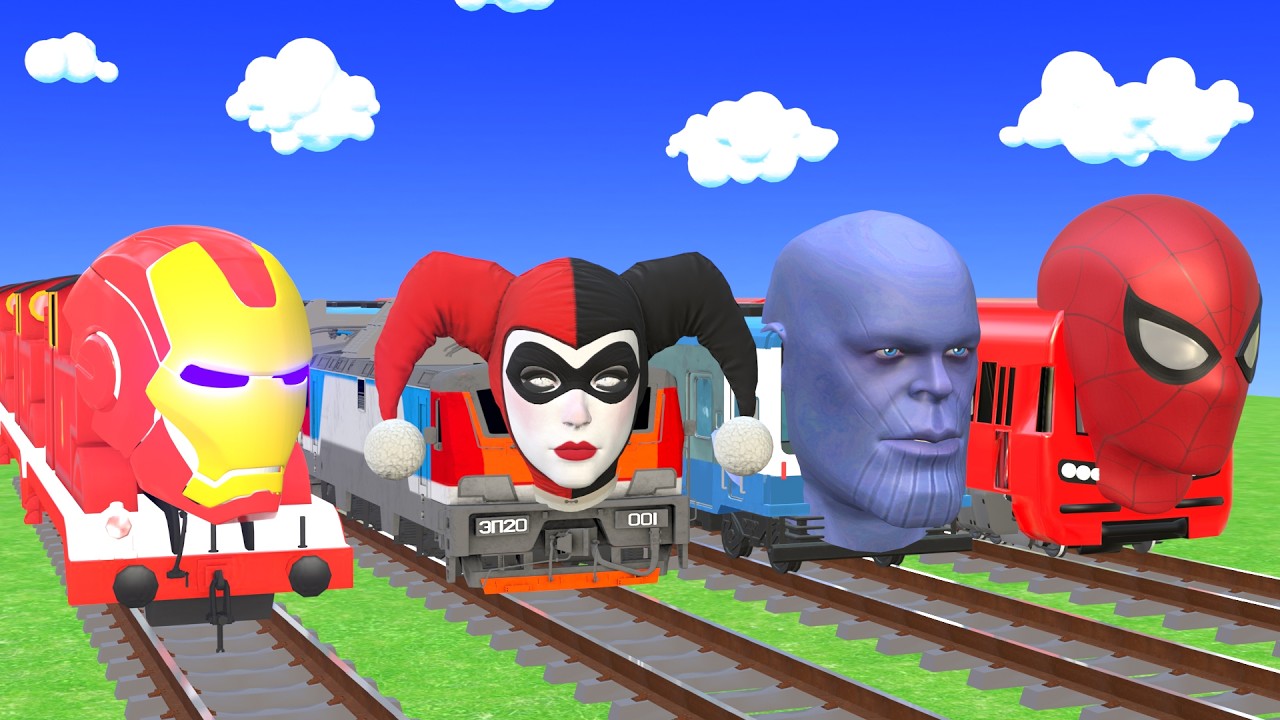 【踏切アニメ】こまる新幹線新着🚍5 TRAIN RAINBOW COLORS🚦Fumikiri 3D Railroad Crossing Animation#train