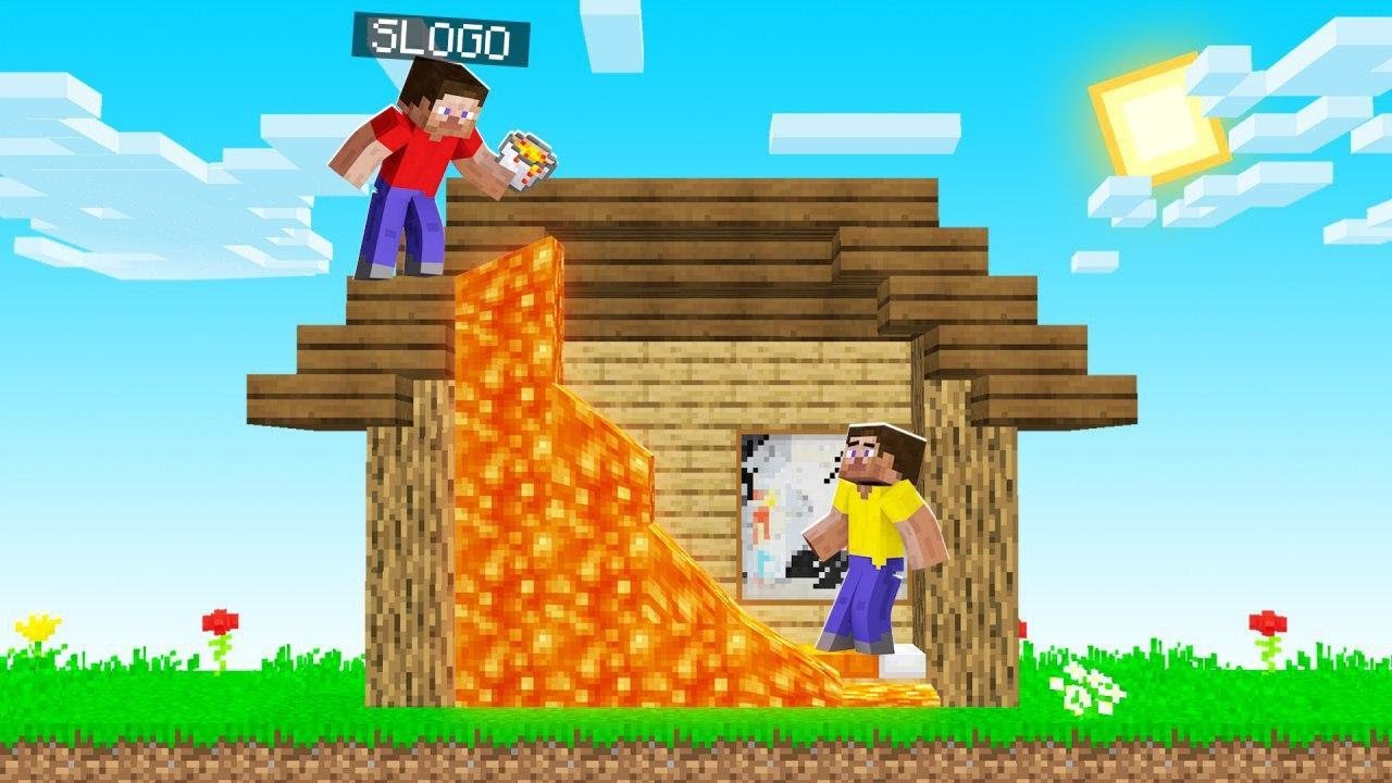 Slogo FILLED My MINECRAFT House With LAVA! (TROLL)