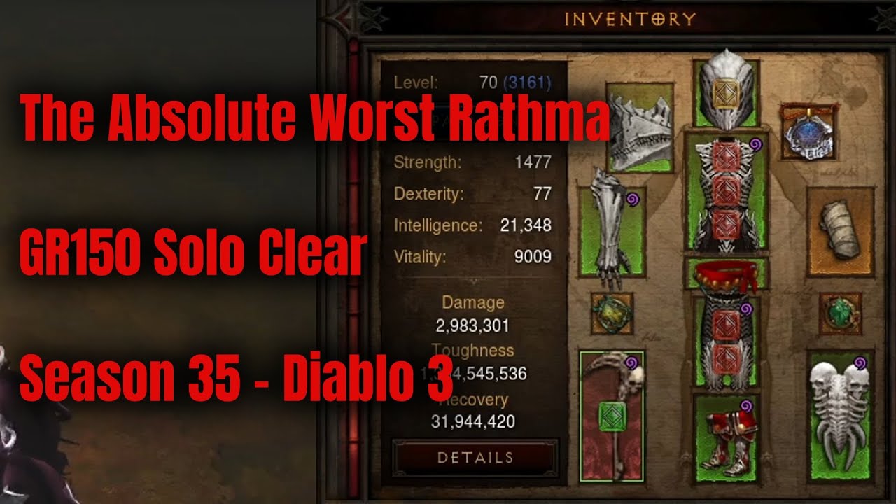 Season 35 Rathma Necromancer GR150 Solo - Diablo 3