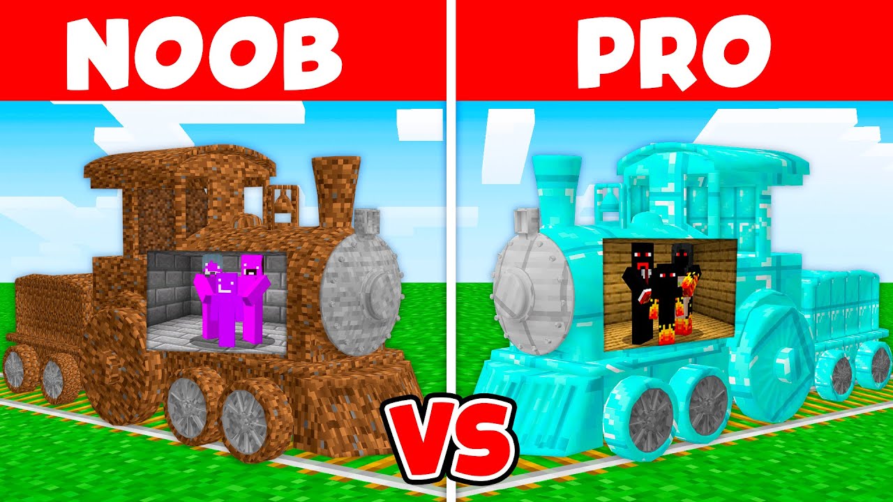 Поезд NOOB против Поезд PRO в Minecraft