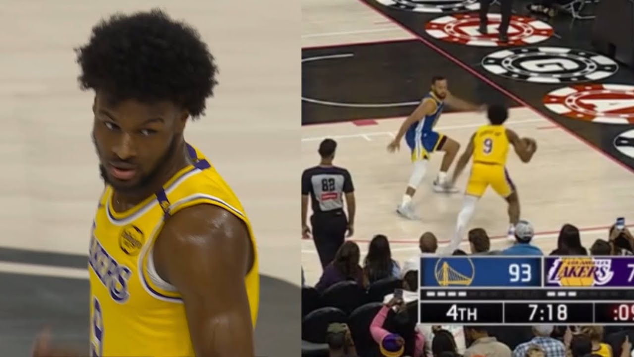 Bronny James wasn’t scared of Steph Curry and gets crowd hyped 😨