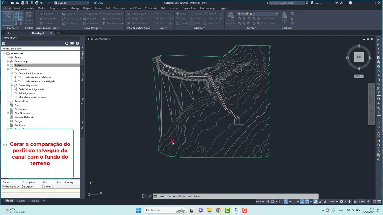 Dredging channel in Civil 3d