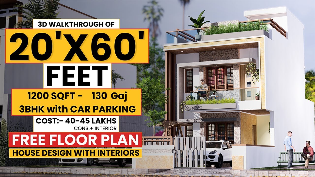 20X60 Home Plan with Car Parking | 20*60 House Plan | 20/60 Home Design 3D | Naksha Store