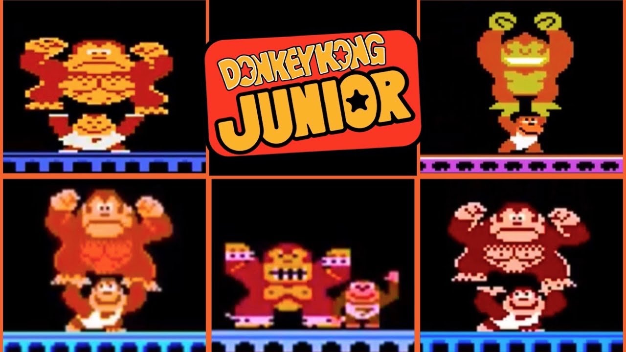 Evolution of Donkey Kong Jr. Rescuing Donkey Kong|Arcade|NES|Atari|Coleco|HD