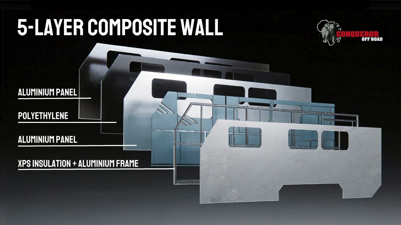HYBRID CARAVANS BUILT FOR BEATEN TRACKS - INSIDE CONQUEROR OFF ROAD'S COMPOSITE WALL SYSTEM