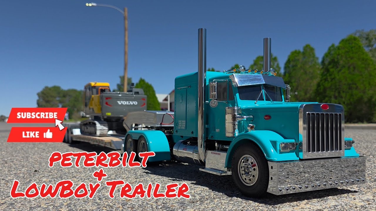 Tamiya Grand Hauler Peterbilt 378 w/ RC4WD LowBoy Trailer & Volvo Excavator 