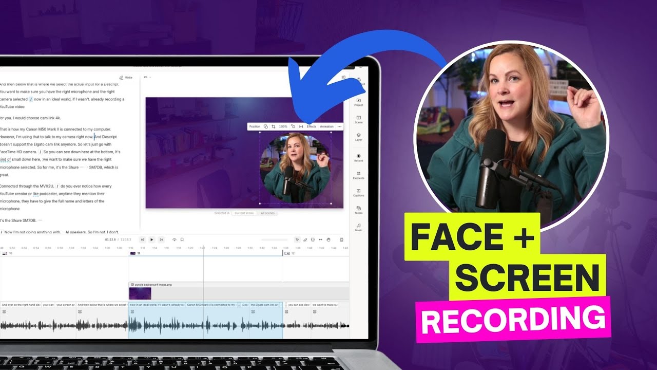Record Face and Screen with Descript