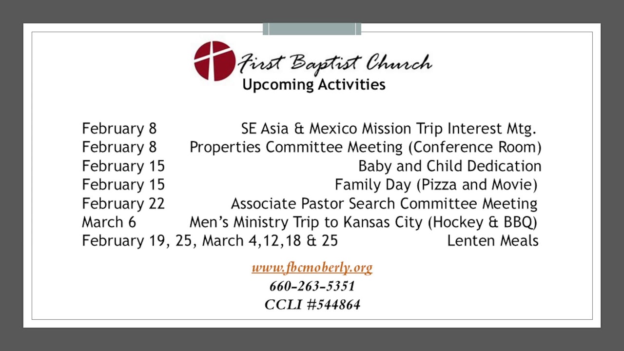 Morning Worship at FBC Moberly.